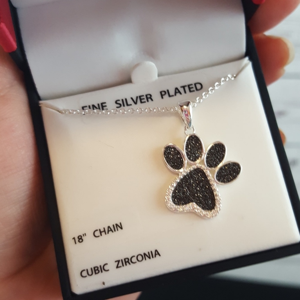 BOGO FREE Paw Print CZ Necklace New